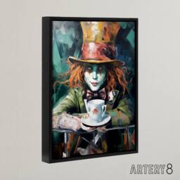 "Artery8 Mad Hatter Wonderland Tea Party Framed Canvas Wall Art Print - Size: W12"" x H16""" - thumbnail 2