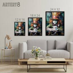 "Artery8 Mad Hatter Wonderland Tea Party Framed Canvas Wall Art Print - Size: W12"" x H16""" - thumbnail 4