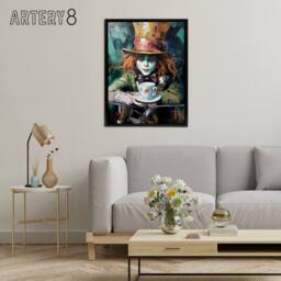 "Artery8 Mad Hatter Wonderland Tea Party Framed Canvas Wall Art Print - Size: W12"" x H16""" - thumbnail 3