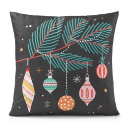 Luxury Living Christmas Baubles decorative cushion cover 45cm x 45cm in Black - Size: 45 cm x 45 cm