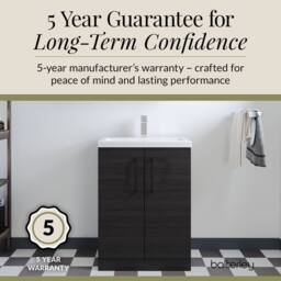 Balterley Bathroom Vanity Basin Unit, Black Handles, 600mm, Wood Black - thumbnail 6