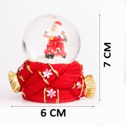 Shatchi Christmas Mini Snowglobe Water Ball Snow Dome Features Santa, Reindeer, Snowman Scene Resin Scarf Design Base Decorations in Red - thumbnail 9