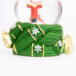 Shatchi Christmas Mini Snowglobe Water Ball Snow Dome Features Santa, Reindeer, Snowman Scene Resin Scarf Design Base Decorations in Red - thumbnail 4