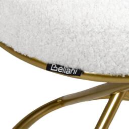 Wyld and Coco Round Footstool - Off-White Boucle Gold Metal Legs in White - thumbnail 7