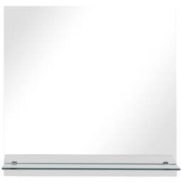 Berkfield Home Wall Mirror with Shelf 30x30 cm Tempered Glass in Silver - thumbnail 3