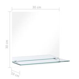 Berkfield Home Wall Mirror with Shelf 30x30 cm Tempered Glass in Silver - thumbnail 6