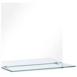 Berkfield Home Wall Mirror with Shelf 30x30 cm Tempered Glass in Silver - thumbnail 2
