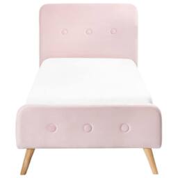 Wyld and Coco Pastel Pink Velvet Slatted Bed Frame - 3ft Single EU - thumbnail 3