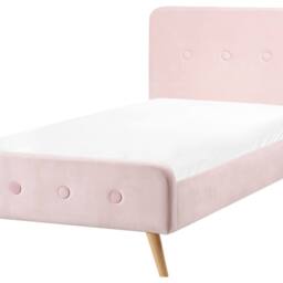 Wyld and Coco Pastel Pink Velvet Slatted Bed Frame - 3ft Single EU - thumbnail 2