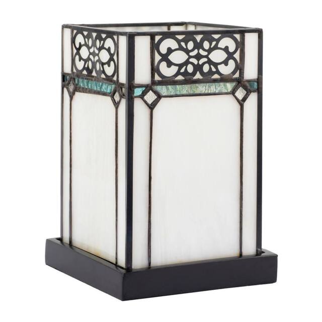 Happy Homewares 1920s Vintage Rectangular Tiffany Glass Table Lamp in Emerald Green - image 1