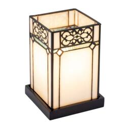 Happy Homewares 1920s Vintage Rectangular Tiffany Glass Table Lamp in Emerald Green - thumbnail 4