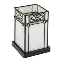 Happy Homewares 1920s Vintage Rectangular Tiffany Glass Table Lamp in Emerald Green - thumbnail 3