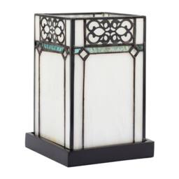 Happy Homewares 1920s Vintage Rectangular Tiffany Glass Table Lamp in Emerald Green - thumbnail 1