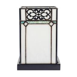 Happy Homewares 1920s Vintage Rectangular Tiffany Glass Table Lamp in Emerald Green - thumbnail 5