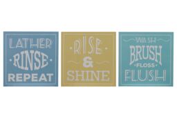 Orsina Bathroom Wall Plaques - Set of 3 in Blue - thumbnail 1