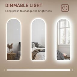 HOMCOM Full Length Wall Mirror with Lights Dimming & 3 Colour Adjustable in Clear - thumbnail 6
