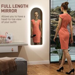 HOMCOM Full Length Wall Mirror with Lights Dimming & 3 Colour Adjustable in Clear - thumbnail 4