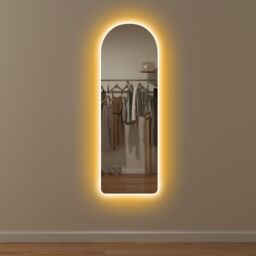 HOMCOM Full Length Wall Mirror with Lights Dimming & 3 Colour Adjustable in Clear - thumbnail 2