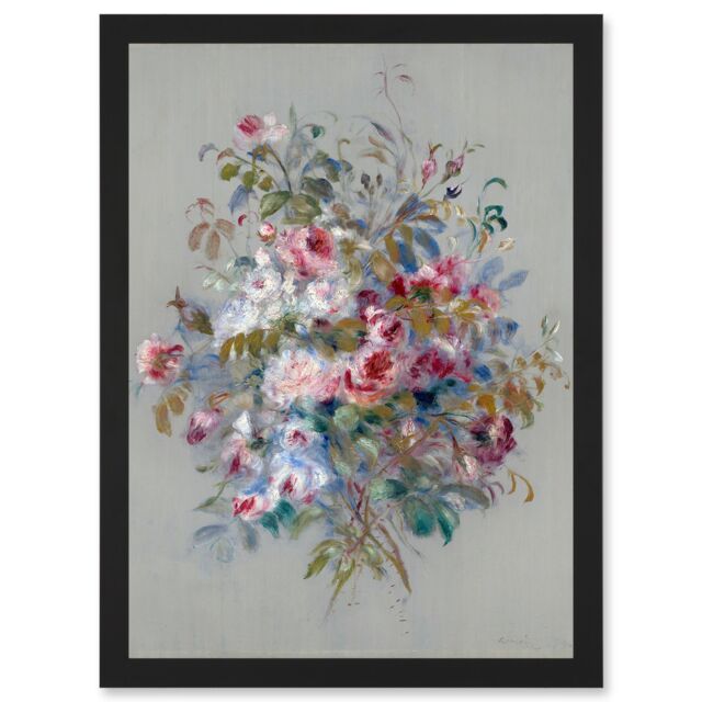 Artery8 Renoir Bouquet Of Roses 1879 Painting Artwork Framed Wall Art Print A4 in Black - image 1