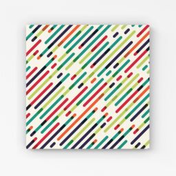 "Warren Reed - Designer Coloured Diagonal Abstract Pattern Canvas in Green - Size: W16"" x H16""" - thumbnail 1