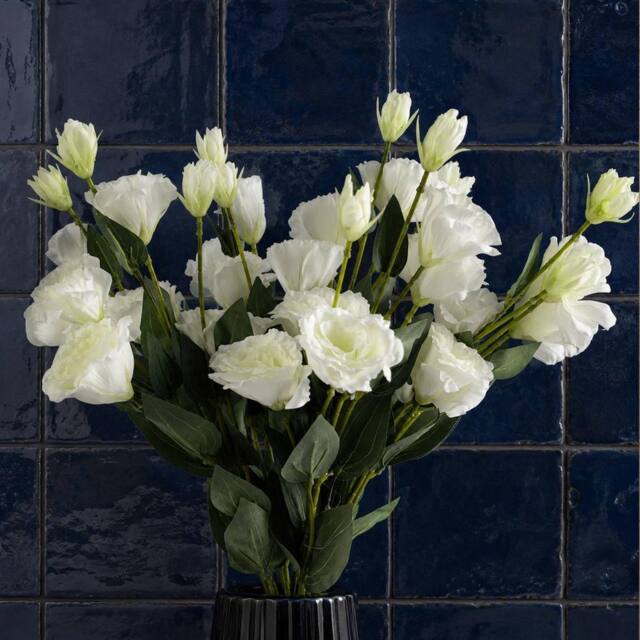 Leaf 80cm Pack of 6 x Artificial White Wild Rose Stem 36 Flowers - image 1