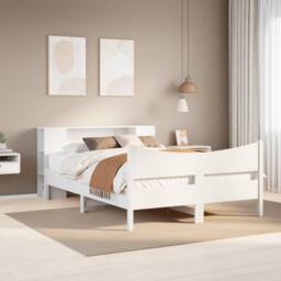Berkfield Home Beautiful Bed Frame without Mattress White 140x200 cm Solid Wood Pine - thumbnail 2