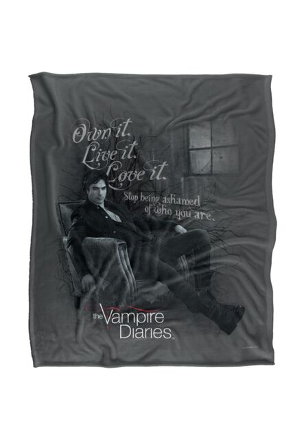 Warner Brothers Vampire Diaries Be Yourself Silky Touch Super Soft Throw Blanket in White - image 1