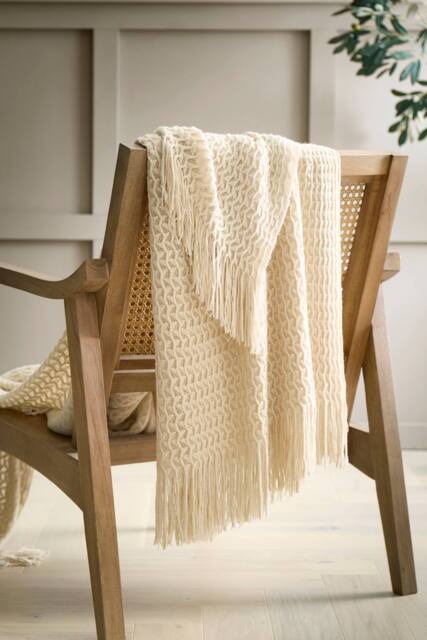 Appletree 'Textured Knit' Knitted Throw in Natural - Size: 130 cm x 180 cm - image 1