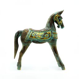 KDMD Medium Gold & Turquoise Horse 25 cm in Green - thumbnail 2