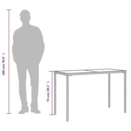Berkfield Home Garden Table with Glass Top Black 115x54x74 cm Poly Rattan - Size: 115 x 54 x 74 cm - thumbnail 9