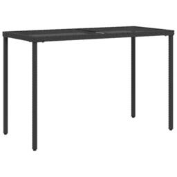 Berkfield Home Garden Table with Glass Top Black 115x54x74 cm Poly Rattan - Size: 115 x 54 x 74 cm - thumbnail 3