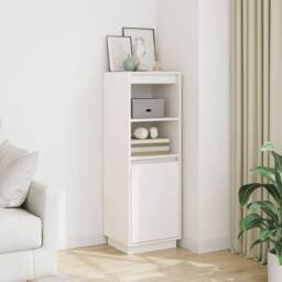 Berkfield Home Highboard White 37x34x110 cm Solid Wood Pine - Size: 37 x 34 x 110 cm - thumbnail 2