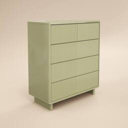 Solace+Co Velmor Ribbed Chest of 5 Drawers in Green - thumbnail 4