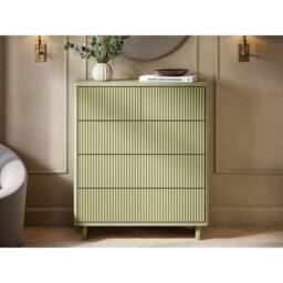 Solace+Co Velmor Ribbed Chest of 5 Drawers in Green - thumbnail 1