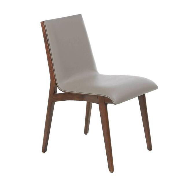 Angel Cerda Dark Mink Leatherette Dining Chair with Walnut Legs in Grey - image 1