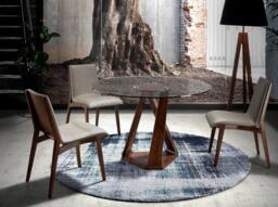 Angel Cerda Dark Mink Leatherette Dining Chair with Walnut Legs in Grey - thumbnail 4
