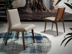 Angel Cerda Dark Mink Leatherette Dining Chair with Walnut Legs in Grey - thumbnail 3