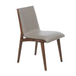 Angel Cerda Dark Mink Leatherette Dining Chair with Walnut Legs in Grey