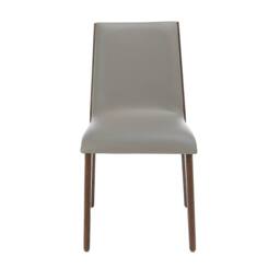 Angel Cerda Dark Mink Leatherette Dining Chair with Walnut Legs in Grey - thumbnail 2