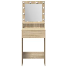 Berkfield Home Dressing Table with LED Lights in Sonoma Oak, 50x41x135 cm in Brown - Size: 50 x 41 x 135 cm - thumbnail 4