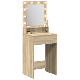 Berkfield Home Dressing Table with LED Lights in Sonoma Oak, 50x41x135 cm in Brown - Size: 50 x 41 x 135 cm - thumbnail 3