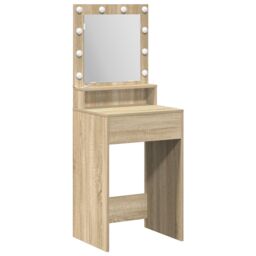 Berkfield Home Dressing Table with LED Lights in Sonoma Oak, 50x41x135 cm in Brown - Size: 50 x 41 x 135 cm - thumbnail 2
