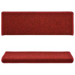 Berkfield Home Carpet Stair Treads 15 pcs 65x21x4 cm Red - Size: Medium - thumbnail 3