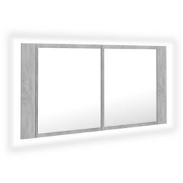Berkfield Home LED Bathroom Mirror Cabinet Concrete Grey 90x12x45 cm - Size: 90 x 12 x 45 cm - thumbnail 2