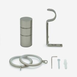 New Edge Blinds Brushed Steel 28mm Barrel Fixed Length Metal Curtain Pole in Silver - Size: 310 cm - thumbnail 3