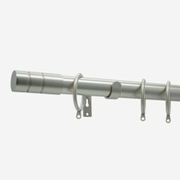 New Edge Blinds Brushed Steel 28mm Barrel Fixed Length Metal Curtain Pole in Silver - Size: 310 cm - thumbnail 2