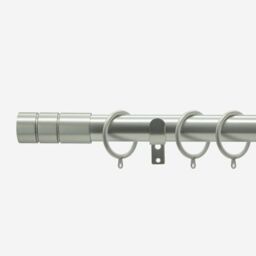 New Edge Blinds Brushed Steel 28mm Barrel Fixed Length Metal Curtain Pole in Silver - Size: 310 cm - thumbnail 1