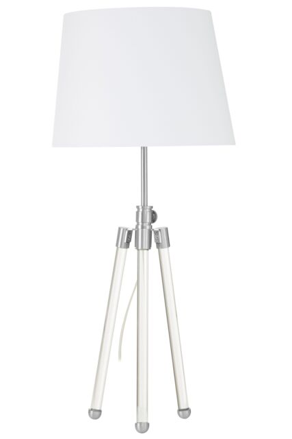 Orsina Contemporary Nickel Finish Table Lamp, Tripod Design With Crystal Wrapped Legs, Minimalist Table Lamp in Silver - image 1