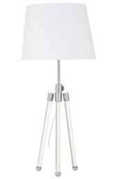 Orsina Contemporary Nickel Finish Table Lamp, Tripod Design With Crystal Wrapped Legs, Minimalist Table Lamp in Silver - thumbnail 1