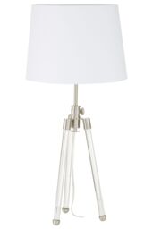 Orsina Contemporary Nickel Finish Table Lamp, Tripod Design With Crystal Wrapped Legs, Minimalist Table Lamp in Silver - thumbnail 4